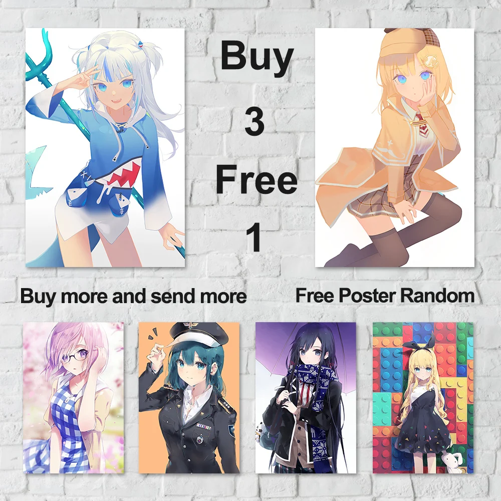

Anime Girl Series Modern Kawaii Family Kids Room Wall HD Poster Art Canvas Painting Aesthetic Manga Custom Printed Image Murals