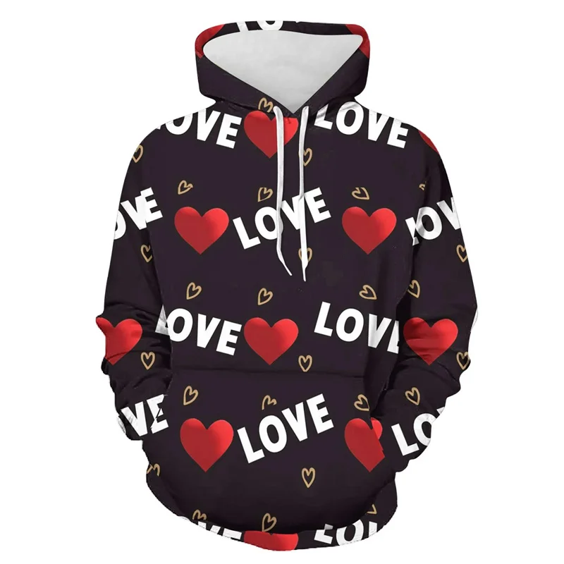 thumbnail image 1 of Sudadera con capucha con estampado 3D de pareja feliz día de San Valentín para hombres y niños, sudaderas con capucha de moda Streettear, ropa para amantes de Harajuku, tops, 1 of 4