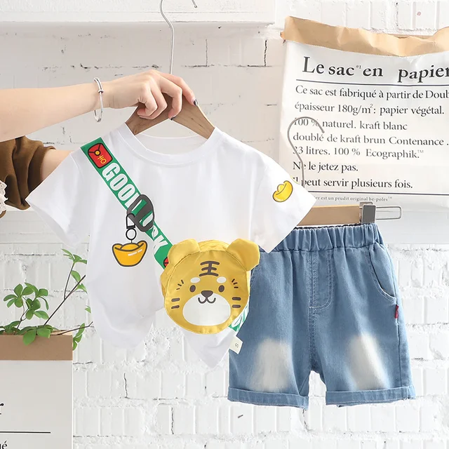 New Summer Baby Clothes Suit Children Fashion Boys Girls Cartoon T-Shirt Shorts 2Pcs/set Toddler Casual Clothing Kids Tracksuits White