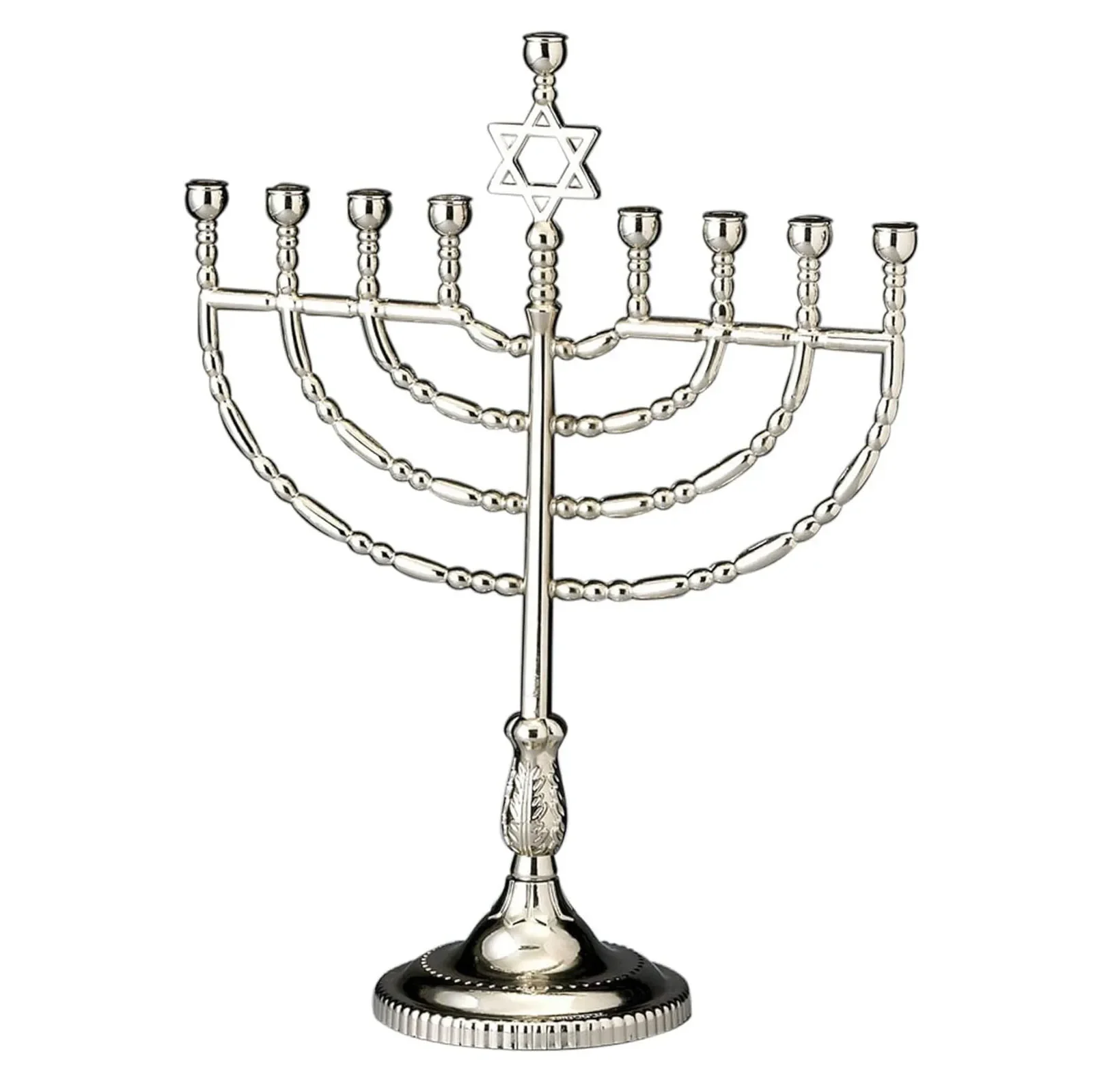 Judaica 7 Branch Traditional Jerusalem Menorah Enamel Finish Candlestick Candle Holders