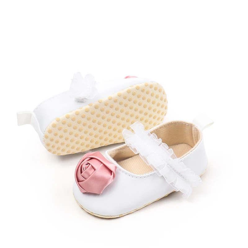 0-18Months Newborn Infant Baby Girls Mary Jane Shoes Princess Shoes Cute Lace Rose Design Soft Non-Slip First Walking