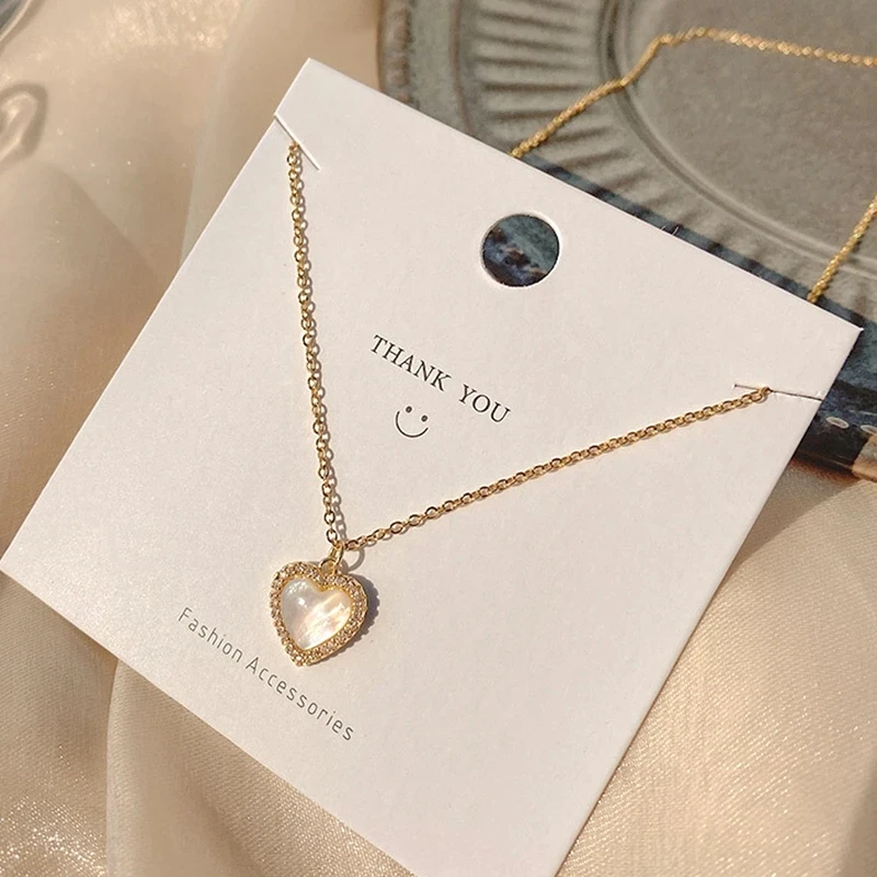 Trend Moonstone Heart Necklaces for Women Minimalist Collar Gold Color Chain Necklace Wedding Party Aesthetic Jewelry Gifts_voghion.com