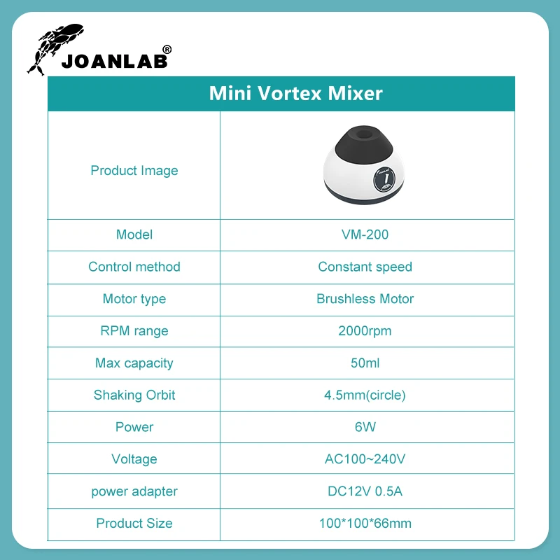 JOANLAB Mini Vortex Mixer Laboratory Tattoo Pigment Nail Polish Liquid Ink Mixer Shaker Lab 50ml 2000rpm VM-200 vortex mixer