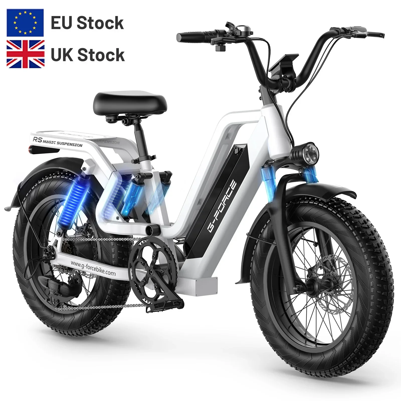 G-FORCE RS Electric Mountain Bike 48V 750W E Bicycle 20inch Fat Tire Electric Bike 15Ah/25Ah