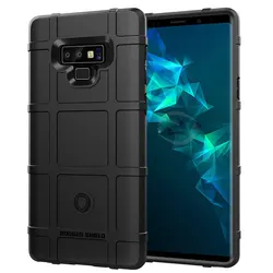 Premium Matte Armor Shield Shockproof Silicone Case - Heavy Duty, Anti-Slip Soft Cover for Galaxy Note 9 (Black)