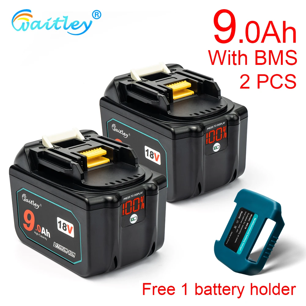Waitley 2PCS 18 V 9.0Ah Baterai Makita Power Alat Lithium Ion Pengganti  18Volt 9000MAh 18 V 9A BL1890 BL1840 BL1850 BL1860|Baterai Isis Ulang| -  AliExpress