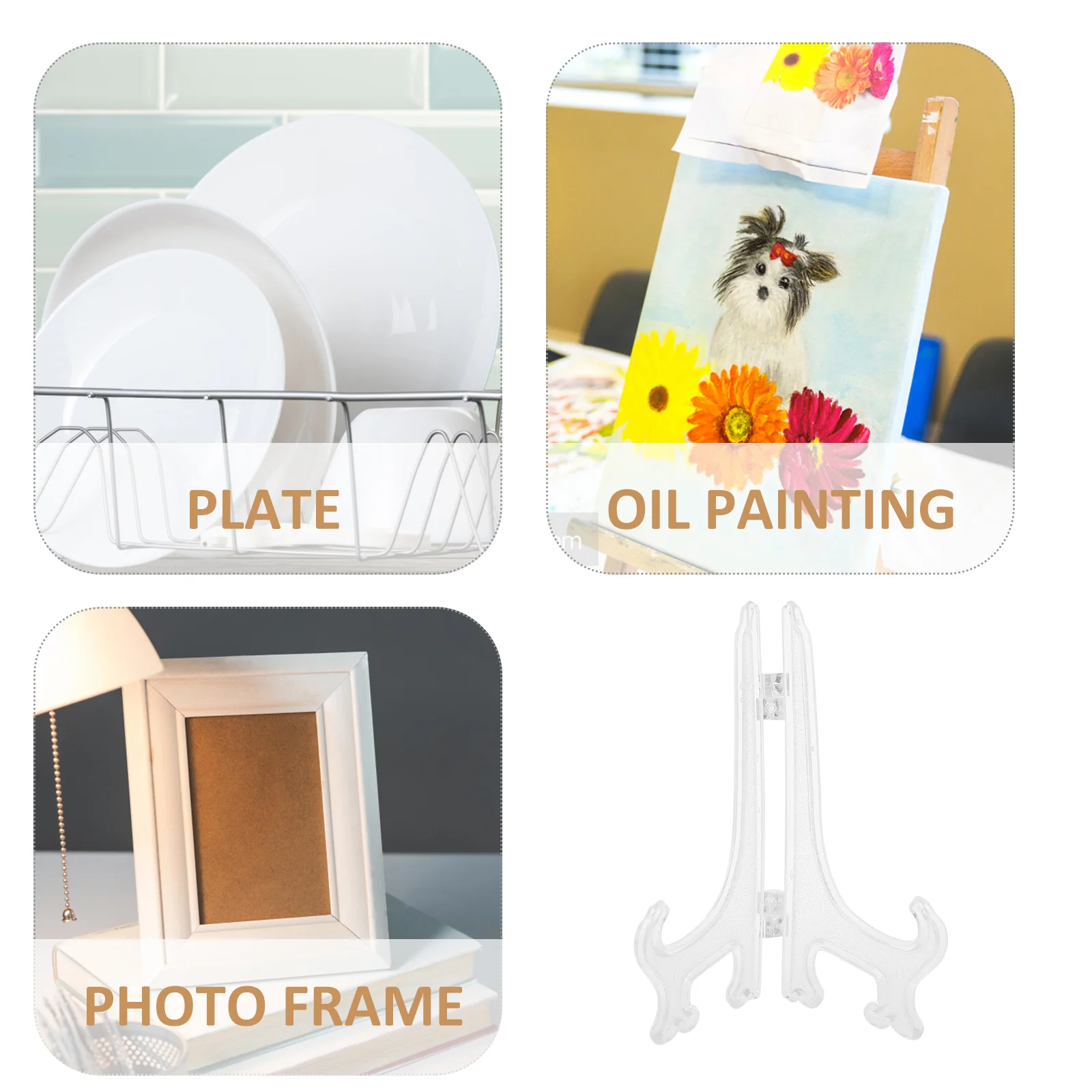 12 Pcs Transparent Hanging Rack Tea Cake Plastic Display Stand Acrylic Fold Easels Plate Holders Dish 5