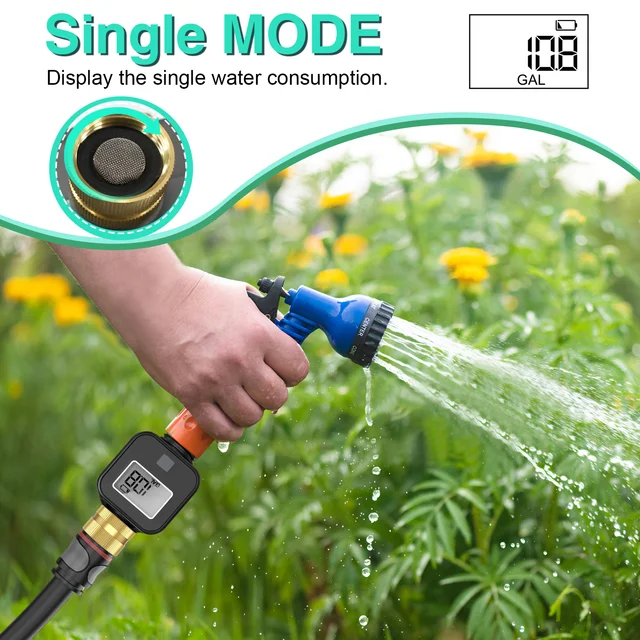 Digital Water Flow Meter High Accuracy IP6X Measure Water Consumption and Flow Rate for Outdoor Garden Watering Irrigation Hose 5