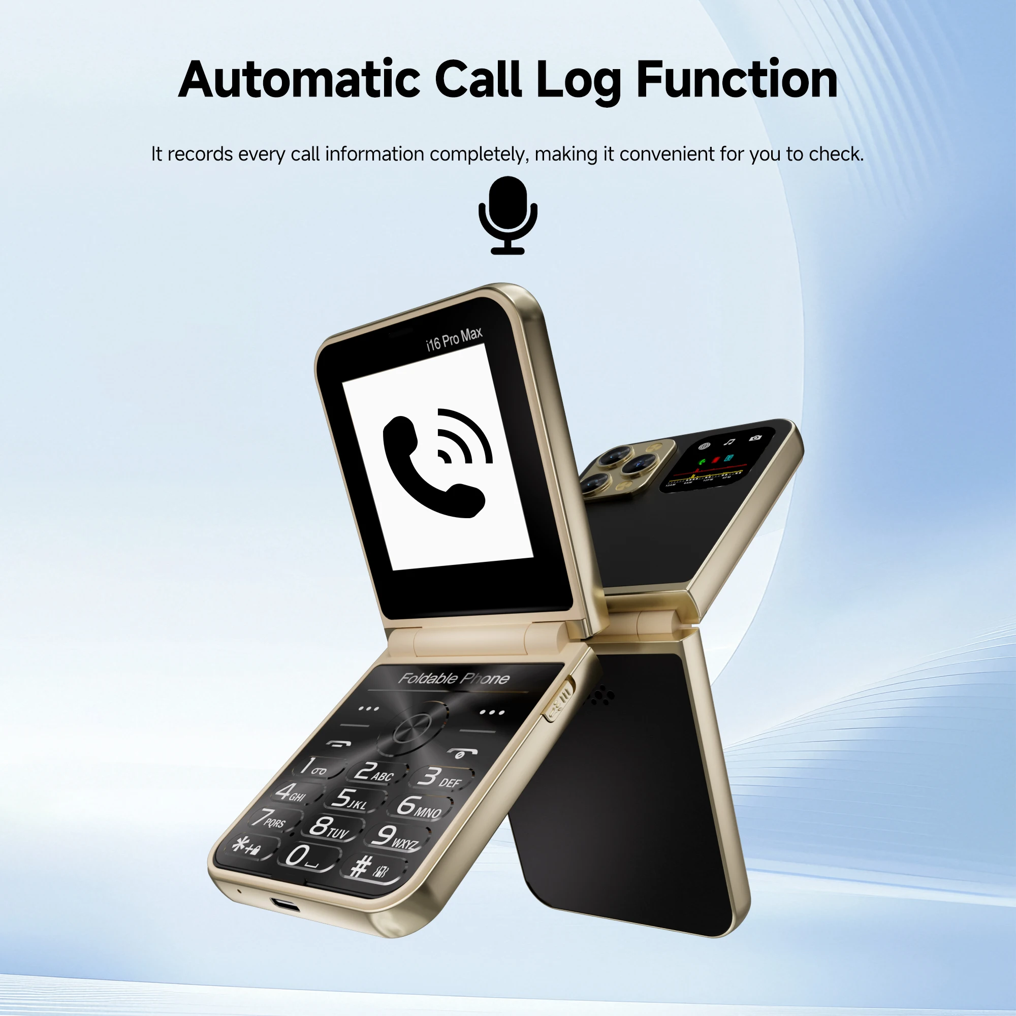 SERVO i16 Pro Max Flip Mobile Phone Four SIM Standby Magic Voice Call Recording Flashlight FM 2G GSM Foldable Cellphones Type-C