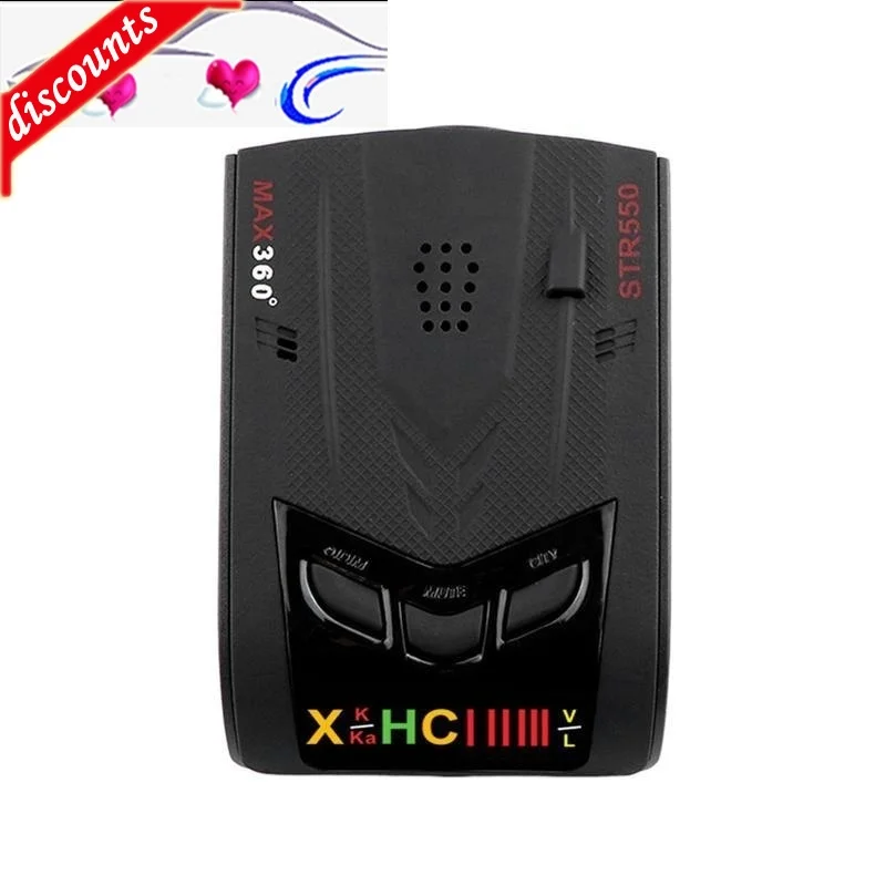 

STR550 Speed Radar Car Radar Detector De 360 Degree Of Icon Display Protection Alerts On Tom English /Russian DC12V