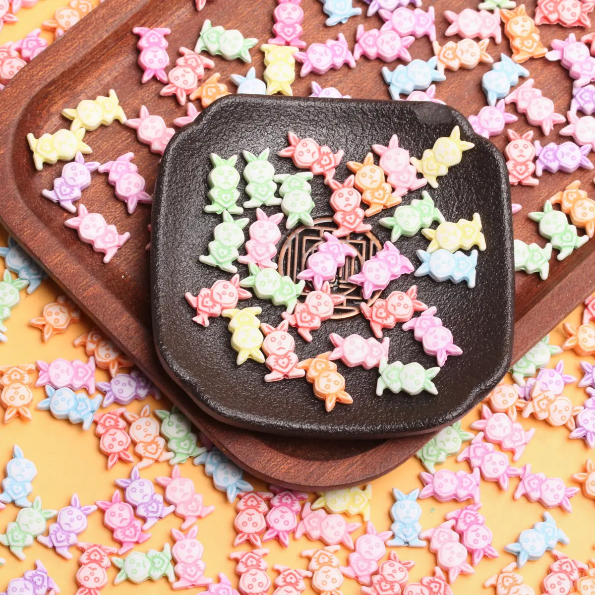 

500g/pack White Colorful Color Acrylic Cartoon Flower Heart Rabbit Beads DIY Handmade Keychain Bracelet Necklace Jewelry Making