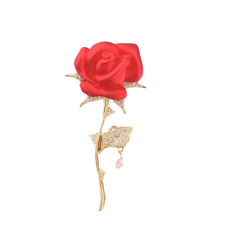Broche Vintage Rose Rouge UKCOCO - 2 Pièces, Pour Mariage, Banquet, Tenue élégante