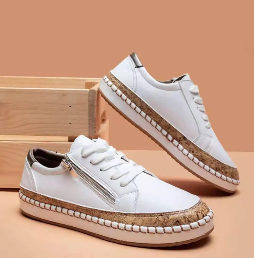 Women Sneakers Elegant Floral Printed Lace Up Flat Shoes