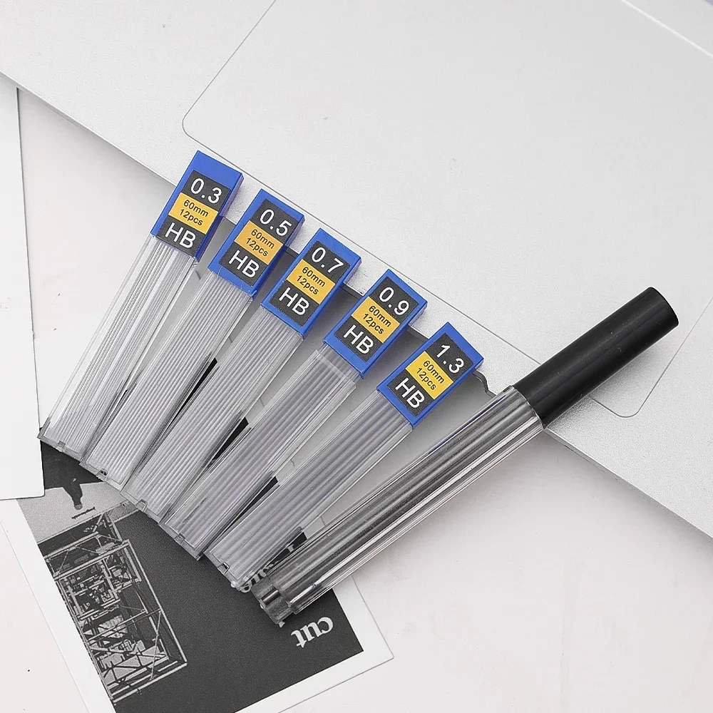 0.3 0.5 0.7 0.9 1.3 2.0mm Mechanical Pencil Lead HB Refill Leads for Press Automatic Pencil Painting Supplies Student Stationary 6