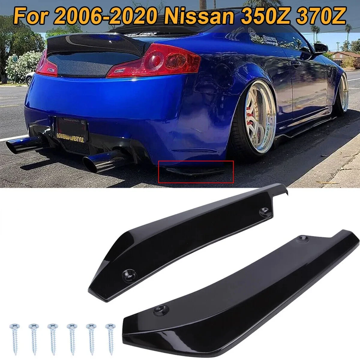 2 Pz/Set Paraurti Posteriore Canard Splitter Spoiler Laterale Diffusore Valance Trim Cover Per 2006-2020 Nissan 350Z 370Z Accessori Per Auto
