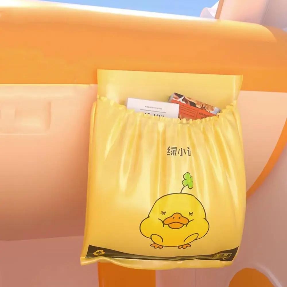 카툰 덕 자동차 장착 쓰레기 봉투 자가 접착 일회용 보관 청소 봉투 접이식 자동차 걸이형 쓰레기 봉투