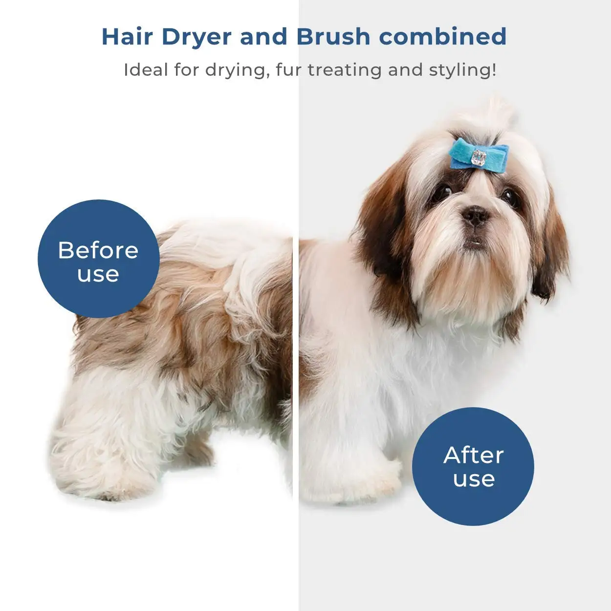 Pet Hair Dryer 2-in-1 Dog Hair Dryer Self Cleaning Slicker Brush Dog Blow For Small and Medium-Sized Dogs and Cats