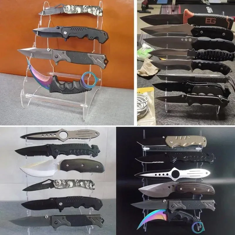 Knife Display Stand Transparent Display Stand Storage Knives Holder 6 Tiers Knives Rack Smooth Surfaces Space Saving
