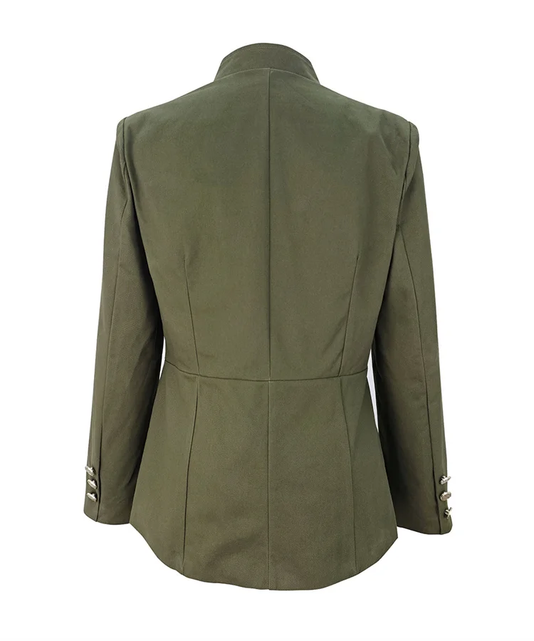 UOOZEE Women's Military Style Jackets Army Green Stand Collar Gold Button Slim Fit Multi-Pocket Casual Office Blazer Outerwears 13 S2865717e9bc74c50905f44b171579770U