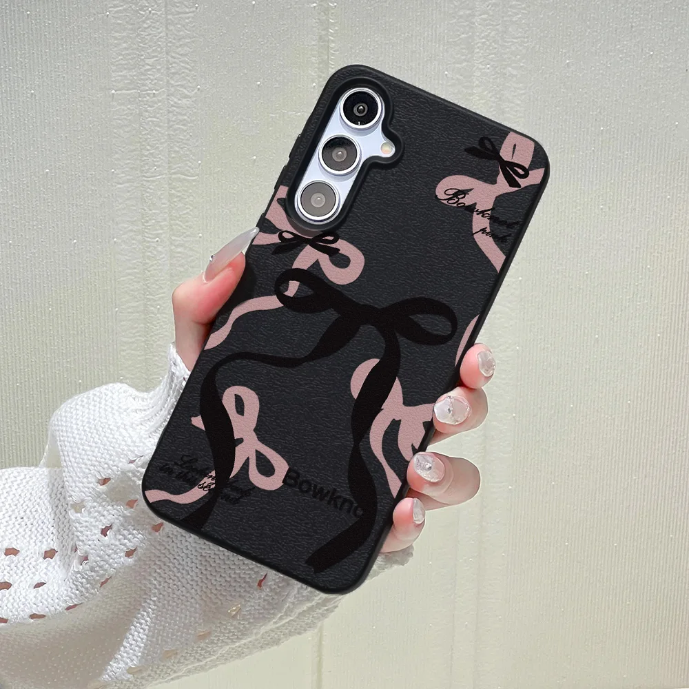 Black Pink Double Layered Bowknot Phone Case Cover