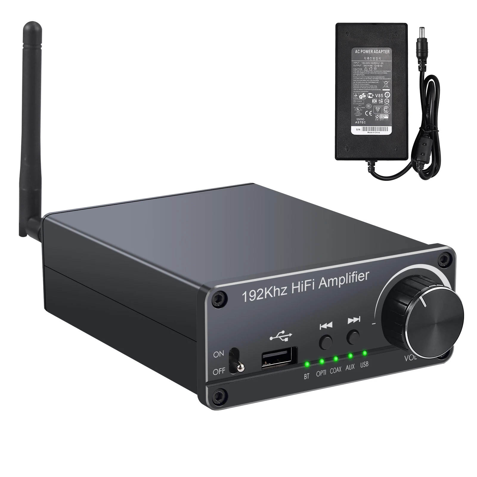 eSYNiC 192k/24bit Bluetooth-compatible Stereo Audio Amplifier Hi-Fi Digital Power Amp Optical Coaxial USB to Analog DAC 30W+30W