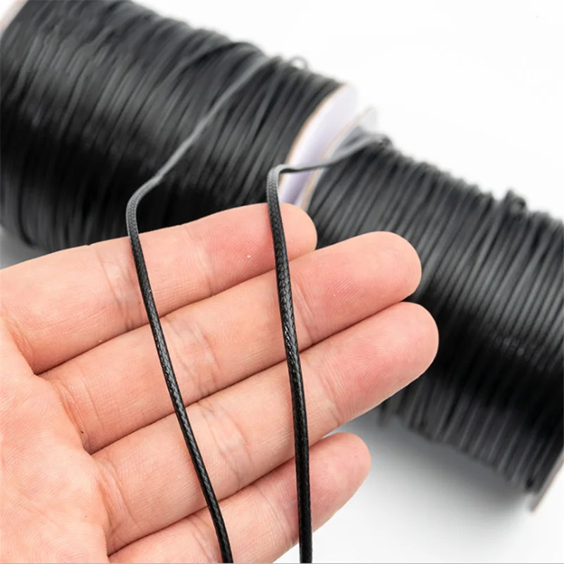 Black Waxed Necklace Cord String 1.5mm for Jewelry Bracelets Making Beading Crafting String Waxed Cotton Rope for Jewelry Display and Hanging