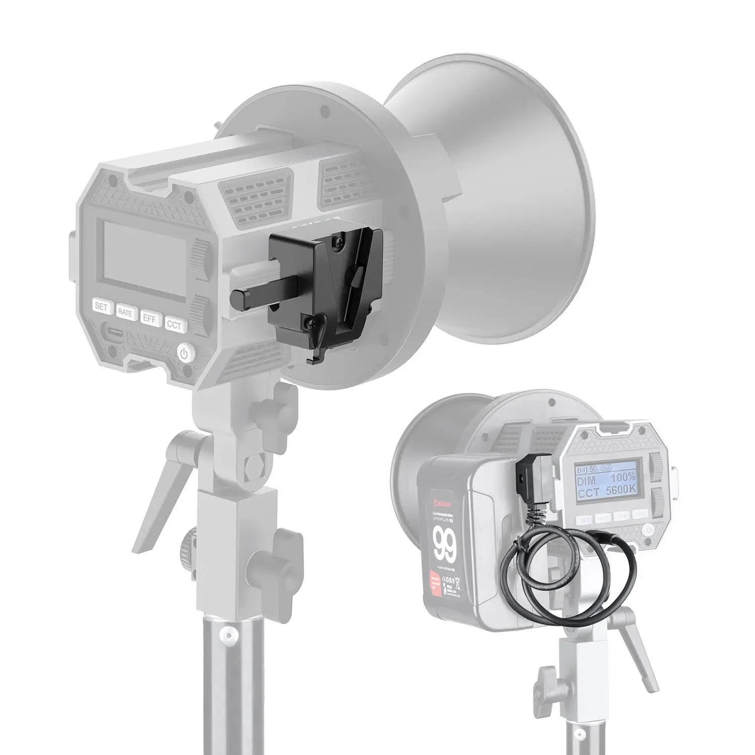 COLBOR V-Mount Adapter & NP-F to V-Mount Battery Adapter Plate Kit for COLBOR CL60 CL60M CL60R CL100X CL100XM LED Video Light
