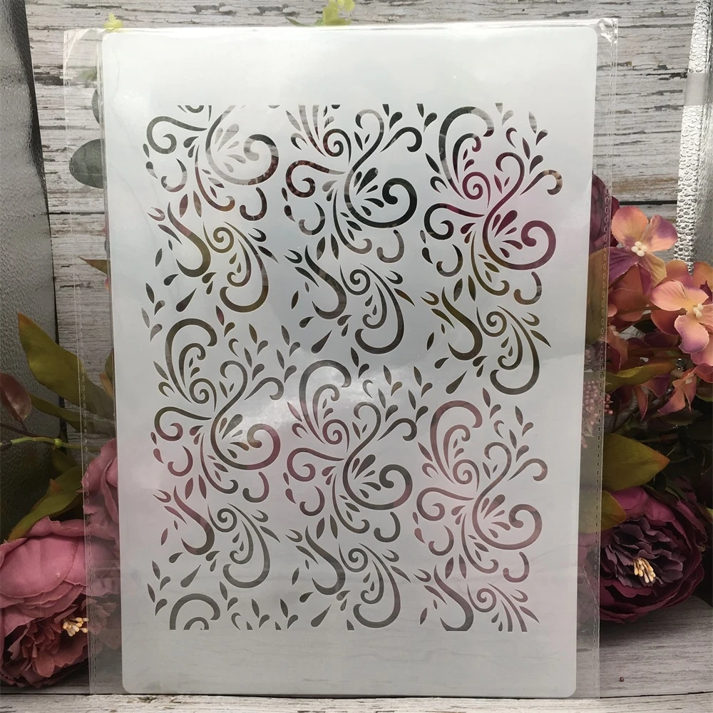 A4 Leaves Texture Decorative Stencil for DIY Projects and Wall Art