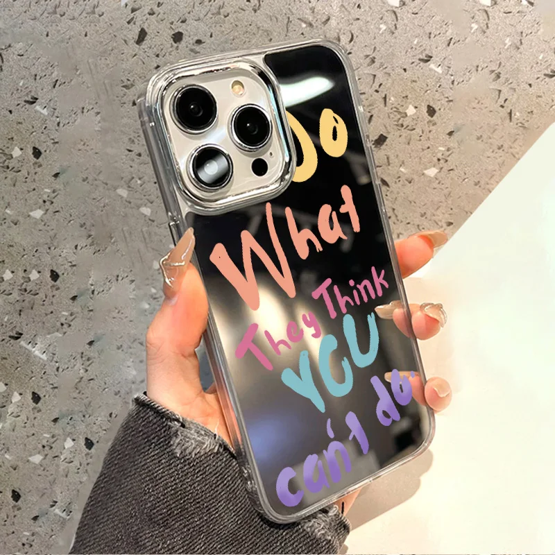 For iPhone 11 Mirror Phone Case For iPhone 11 12 13 15 14 Pro Max XS Max XR Cases Aesthetic Art Letter Make up Mirror Soft Cover- S2865babbdf4342b592480e4f16c65695P