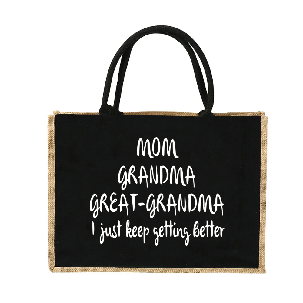 Imitation Sacks Shopping Bag Vintage Tote Bags Print Grandma Series Reusable Eco Grocery Storage Bags Vintage Beach Bag