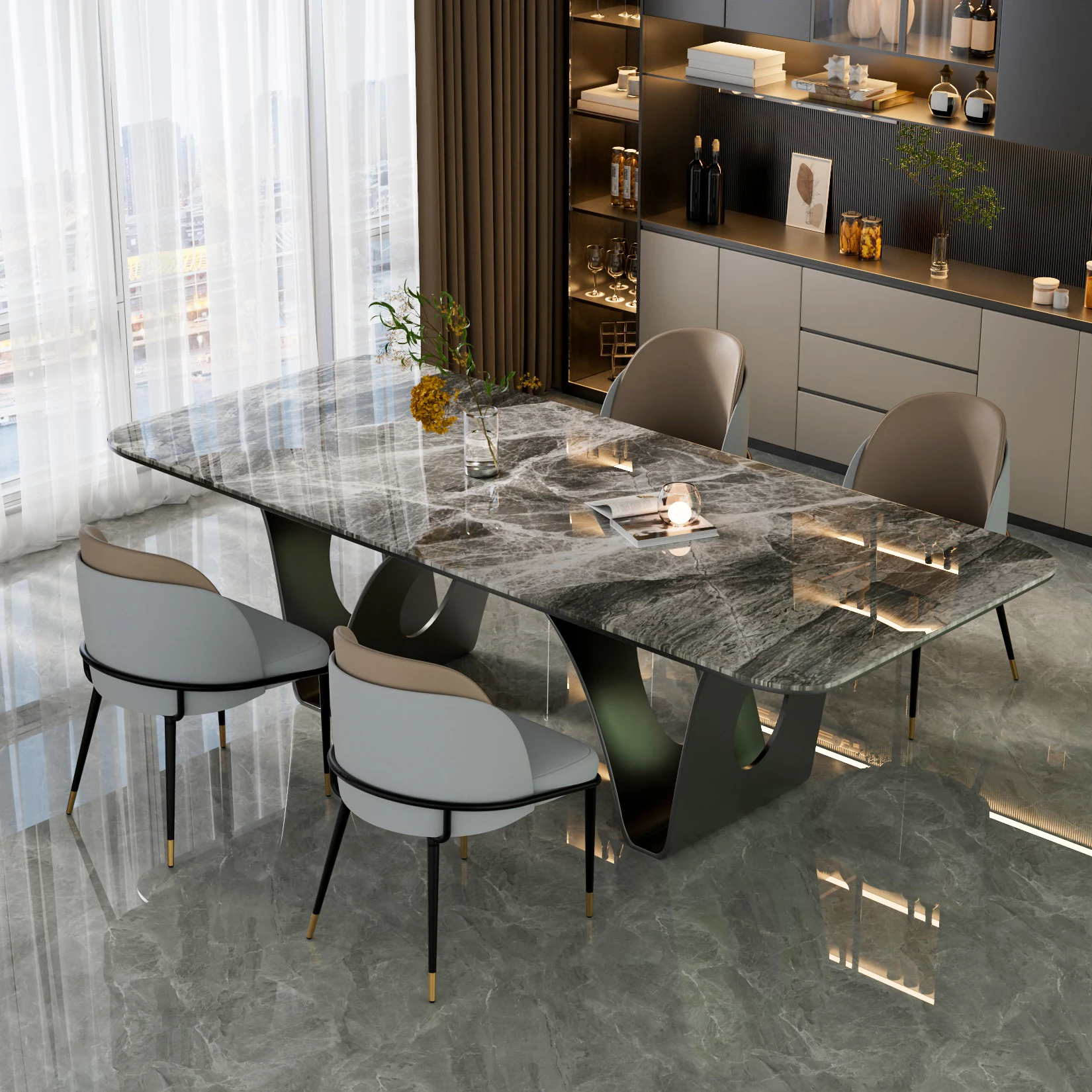 LUVODI Luxury Set di 2 sedie da pranzo cucina Accent Leisure sedie da soggiorno in pelle microfibra per pranzo, cucina, sala studio 4