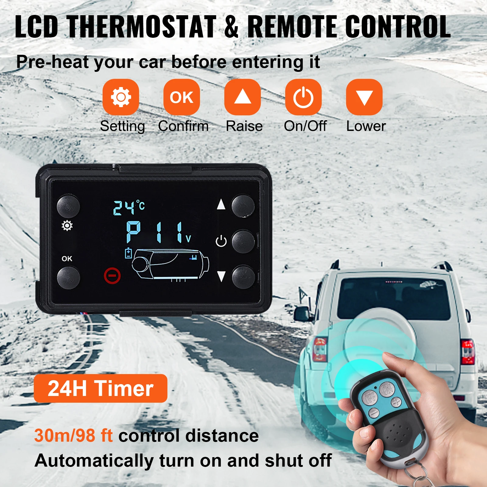 VEVOR 8KW Diesel Air Heater Muffler Diesel Heater 12V Remote Control Diesel Parking Heater with LCD Switch for Car Trucks Bus 5