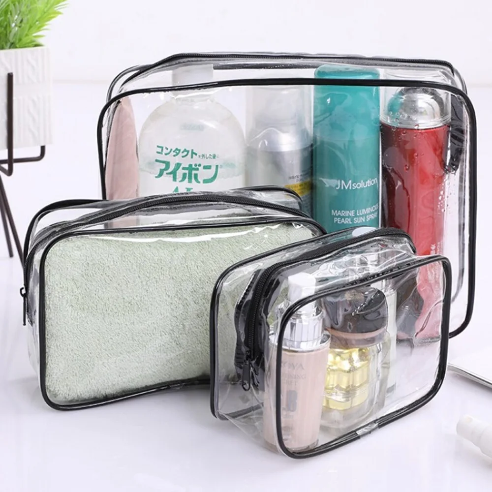 Neceser Transparente Impermeable de PVC, 2 Piezas, Bolsa de Liquidos Grande  para Viaje en Avion, Adecuada para Cosméticos y Artículos de Tocador :  : Moda