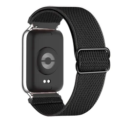 Sports Elastic Nylon Strap Bracelet - Universal Replacement Wristband Accessory for Redmi Watch 4 (Black Silver)