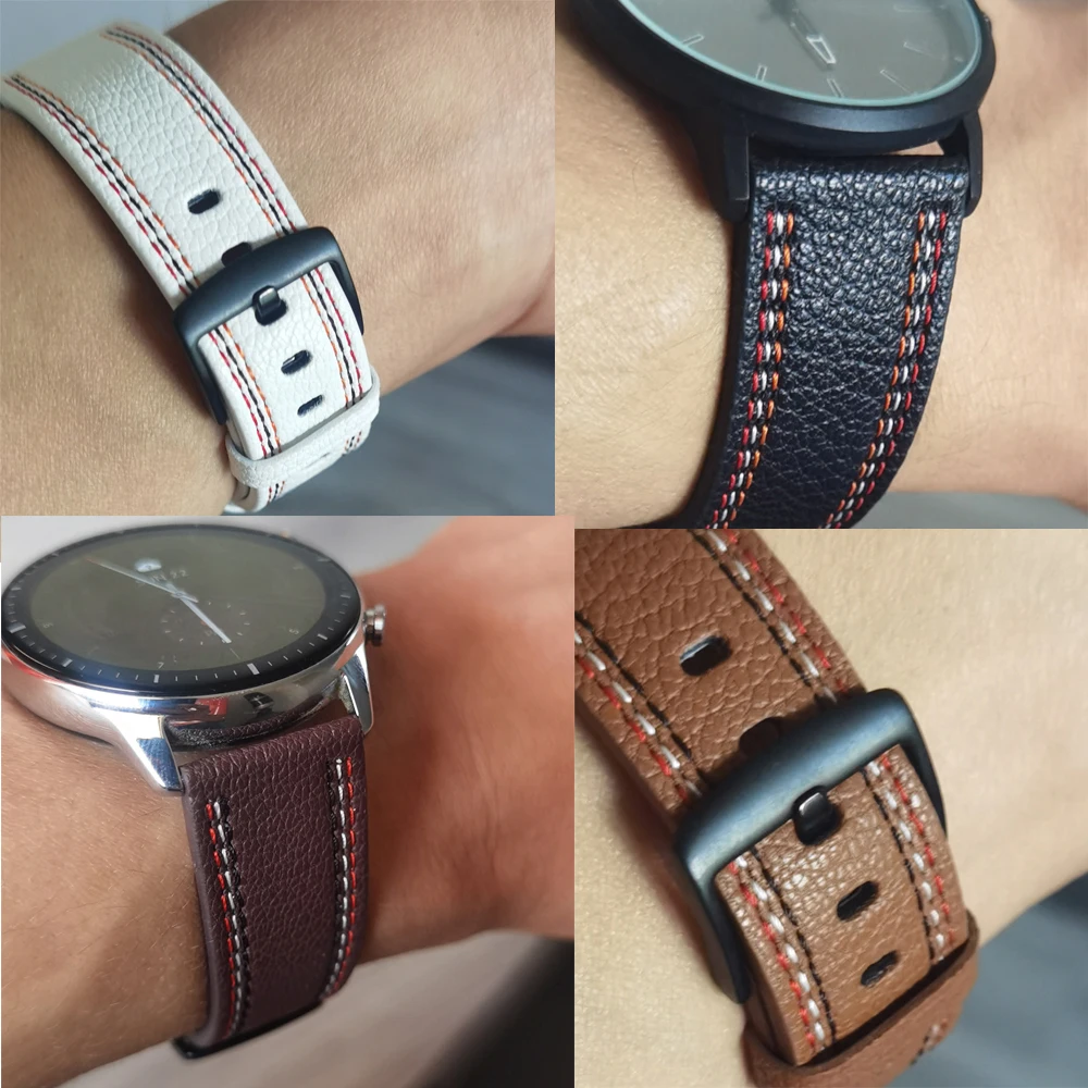 Premium 22mm Leather Sport Watchband - Replaceable Bracelet Accessory