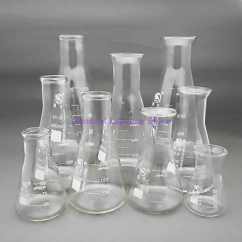1pc 50ml To 1000ml Borosilicate Glass Erlenmeyer Conical Flask for Lab Chemical Equipment