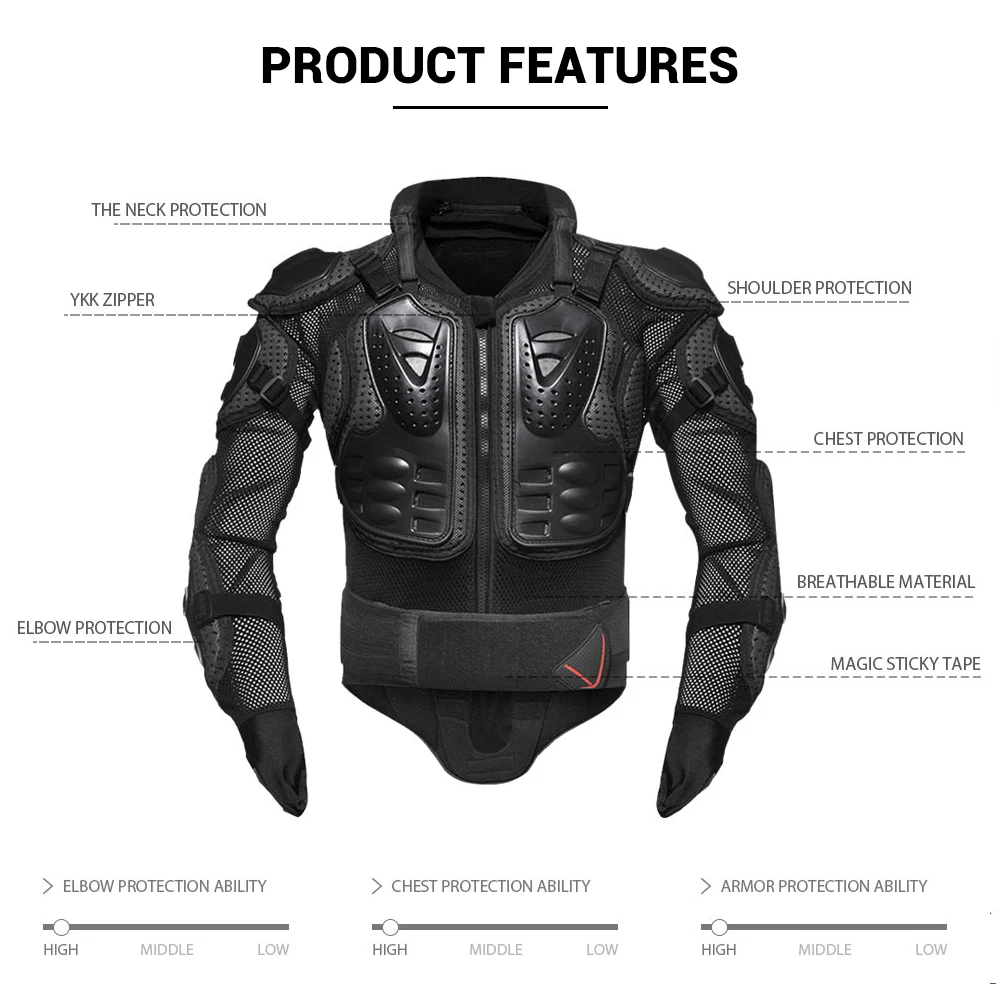 HEROBIKER Motocross Jackets Motorcycle Armor Racing Body Protector Jacket Motocross Motorbike Protective Gear + Neck Protector