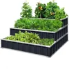3 Tiers Raised Garden Bed Dismountable Frame Galvanized Steel Metal Patio Garden Elevated Planter Box 46" x 46" x 23.6" 1