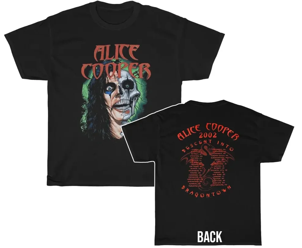 Alice Cooper 2002 Discesa In Camicia Tour Dragontown Camicia A 2 Lati Unisex