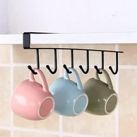 1pcs Kitchen Shelf Storage Clothes Hanging Organizer Cup Holder Glass Mug Holder 6 Hooks Storage Rack Kitchen Accessories 5