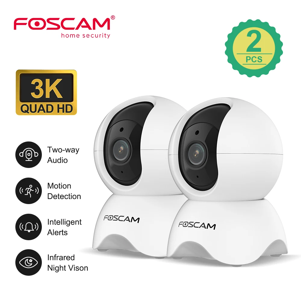 Foscam 2PCS 5MP WiFi Camera AI Human Detection Pan/Tilt CCTV Cam Smart Home Video Recording Surveillance security protection