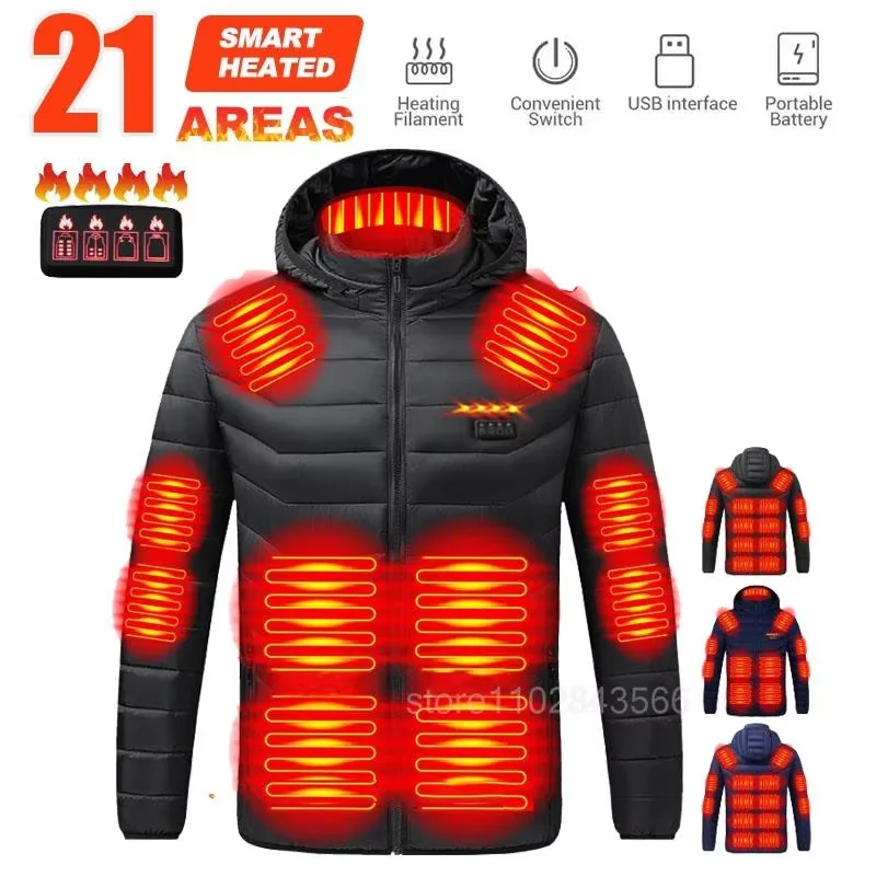 Chaqueta Calefactable Para Hombre Con Capucha Desmontable Chaqueta