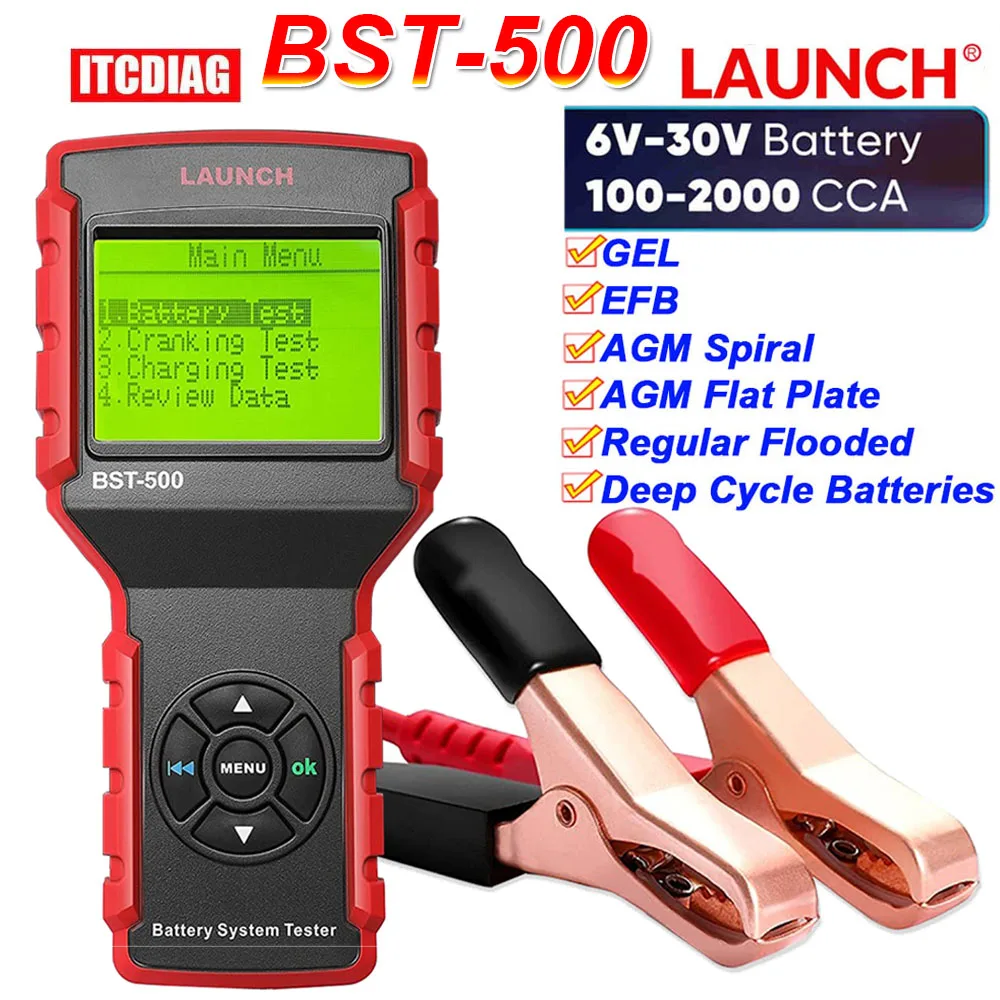 Lancio Bst-500 Tester Batteria Originale Bst500 6V/12V/24V Cranking E Test Del Sistema Di Ricarica 100-2000 Cca Rilevatore Tester Batteria Auto