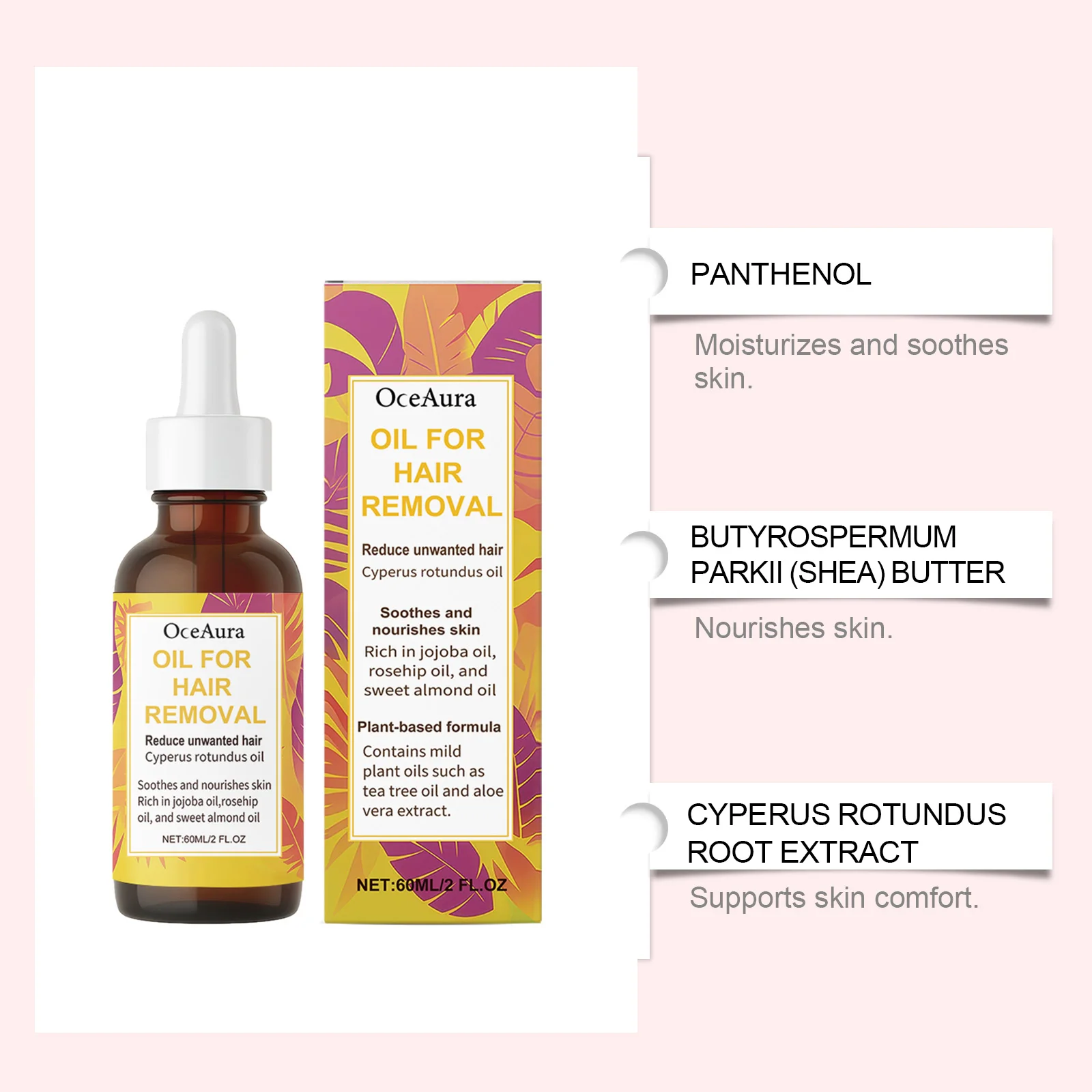 Gentle Nourishing Body Hair Removal Oil - Soft, Clean, and Essential Care