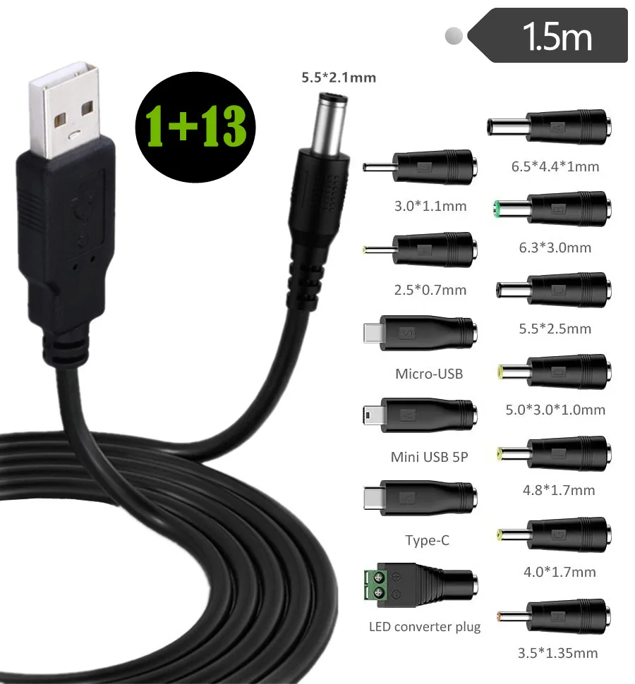 Adaptateur DC Fiche 5.5/2.1mm Vers Micro USB - Double Pack, Universel, Noir