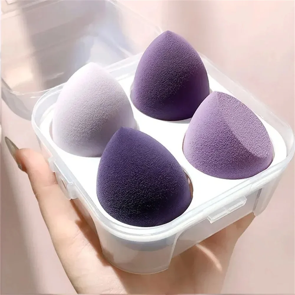 4PCs 메이크업 스폰지 블렌더 미용 계란 화장품 퍼프 부드러운 파운데이션 스폰지 파우더 퍼프 여성용 메이크업 액세서리 미용 도구
