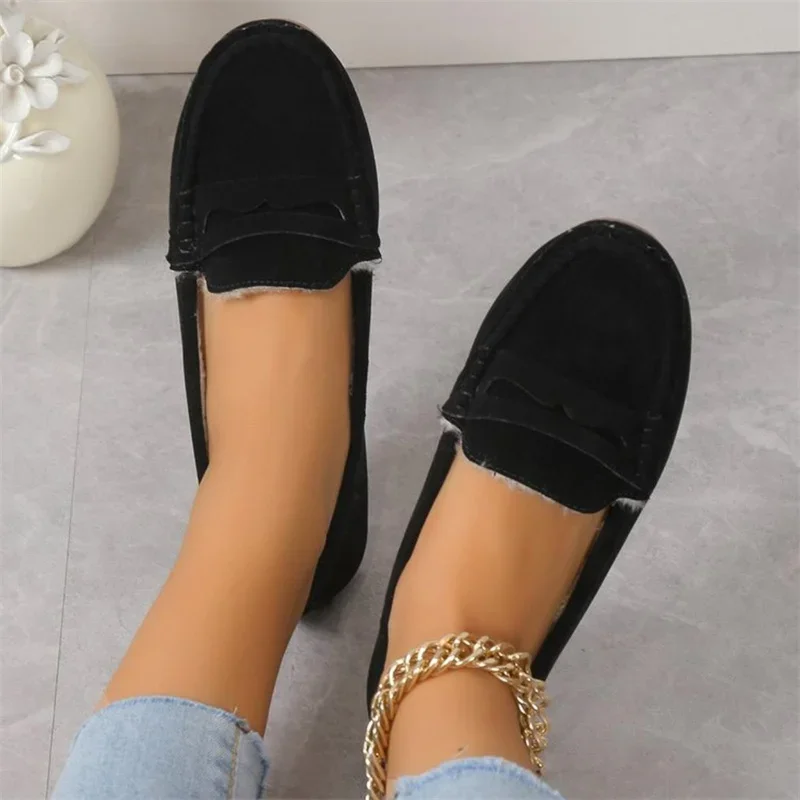 Large lightweight soft sole with plush insulation and bean shoes for women's casual wear, versatile women's cotton shoes