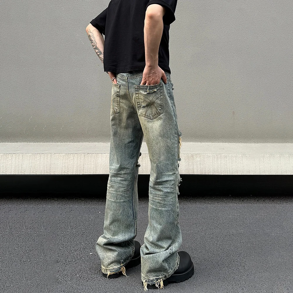 Ripped Jeans Men Vintage Trousers Streetwear Casual Fashion Hip Hop Street Punk Clothe Original New Kpop Loose Hole Denim Pants