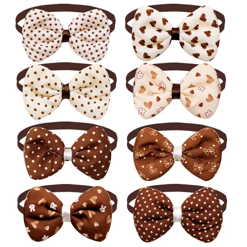 10 adet sevimli köpek Bowties ayarlanabilir Pet köpek papyon yaka kahverengi tarzı küçük köpek Bowties moda evcil hayvan aksesuarları köpekler için