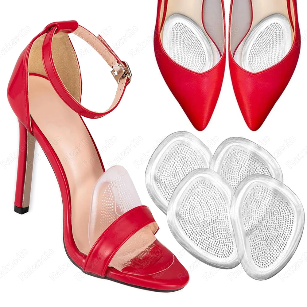 4Pcs Silicone Forefoot Insert Metatarsal Pads Ball of Foot Cushion for High Heels Sandals Pain Relief Non-slip Insoles for Shoes